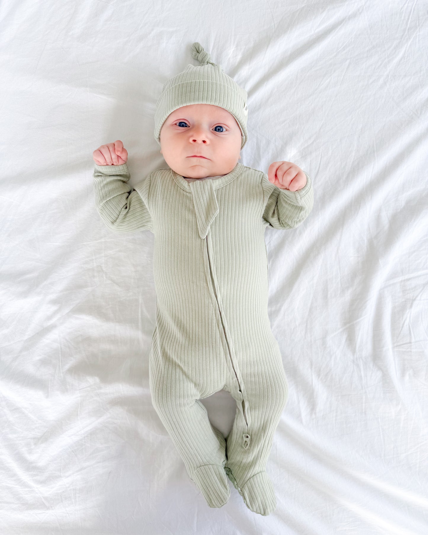 Organic Cotton Rib Zip Growsuit Onesie - Cosy Boutique
