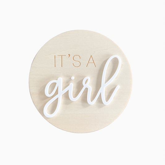'It's A Girl' Wooden Baby Gender Announcement Disc - Cosy Boutique