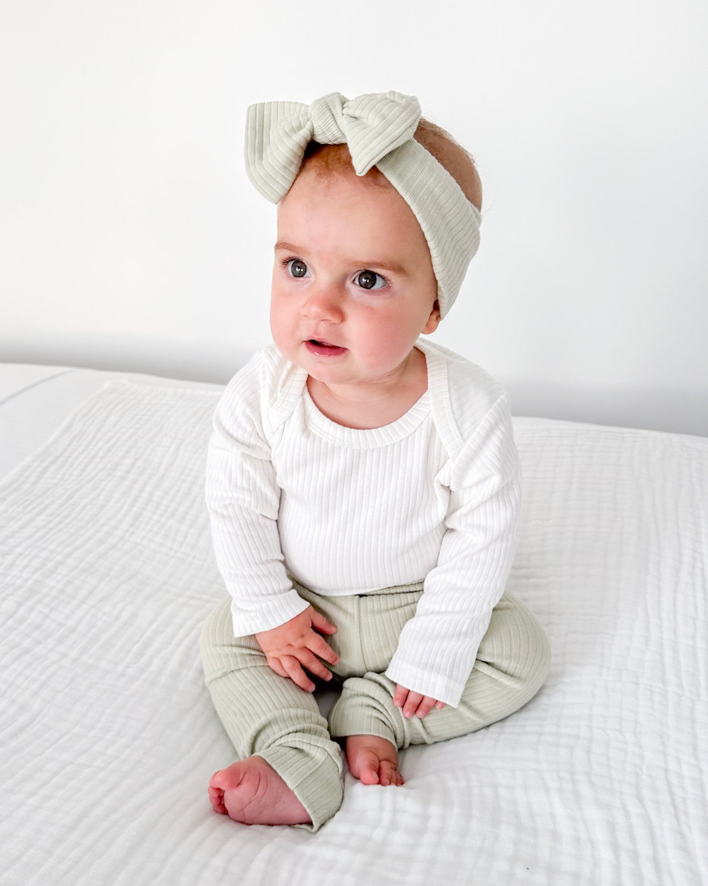 Organic Cotton Rib Bow Headband - Cosy Boutique