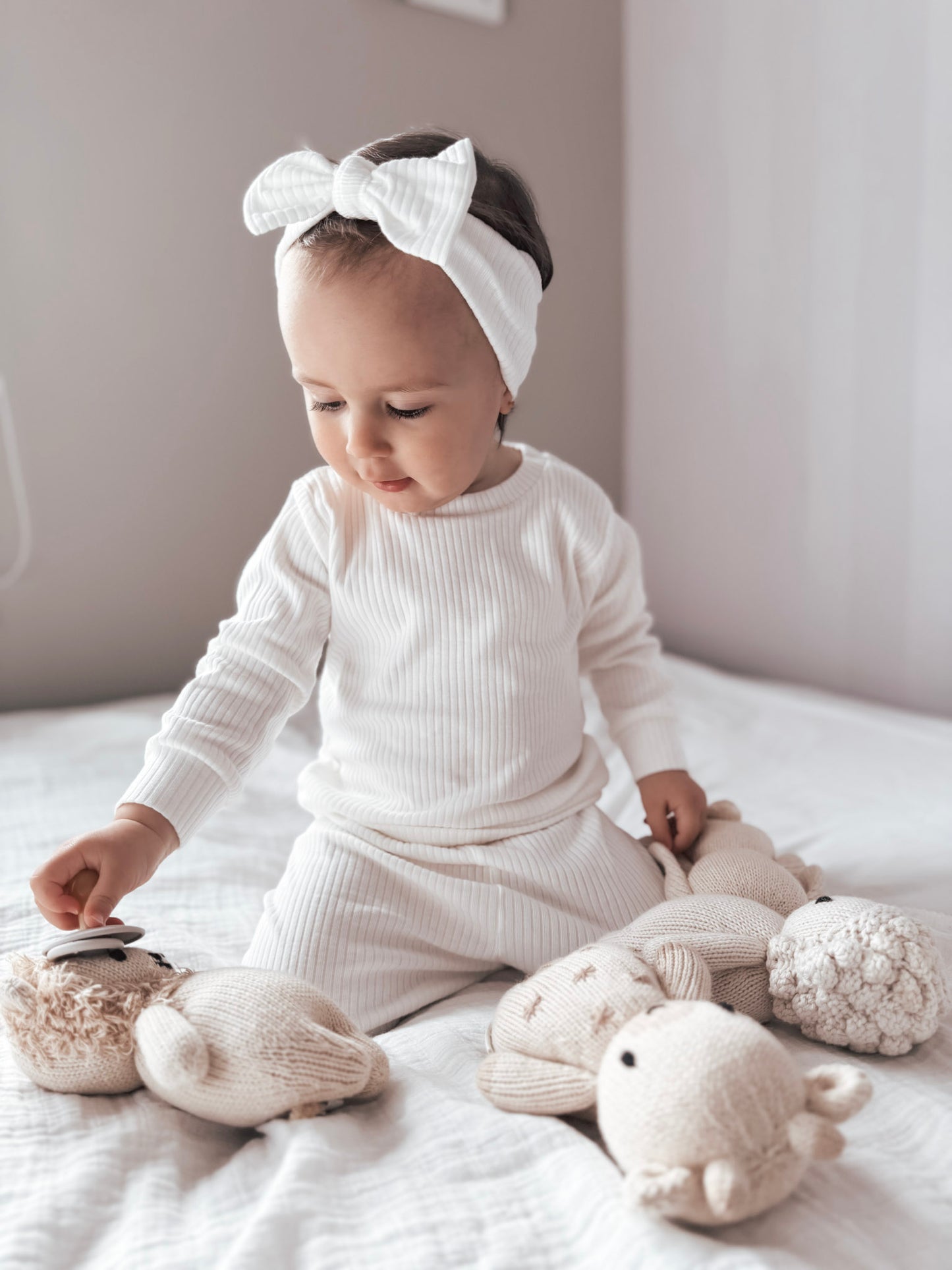 Organic Cotton Rib Bow Headband - Cosy Boutique