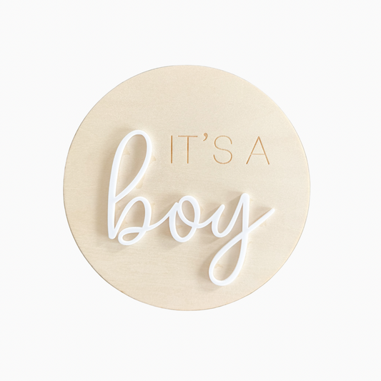 'It's A Boy' Wooden Baby Gender Announcement Disc - Cosy Boutique