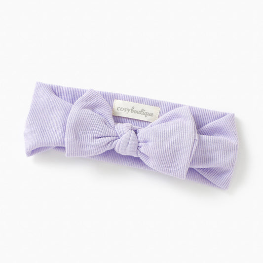 Organic Cotton Fine Rib Bow Headband Lavender / Newborn (0000) | Baby Headwear | Boys & Girls Clothing | Babies, Toddlers & Kids | Cosy Boutique NZ