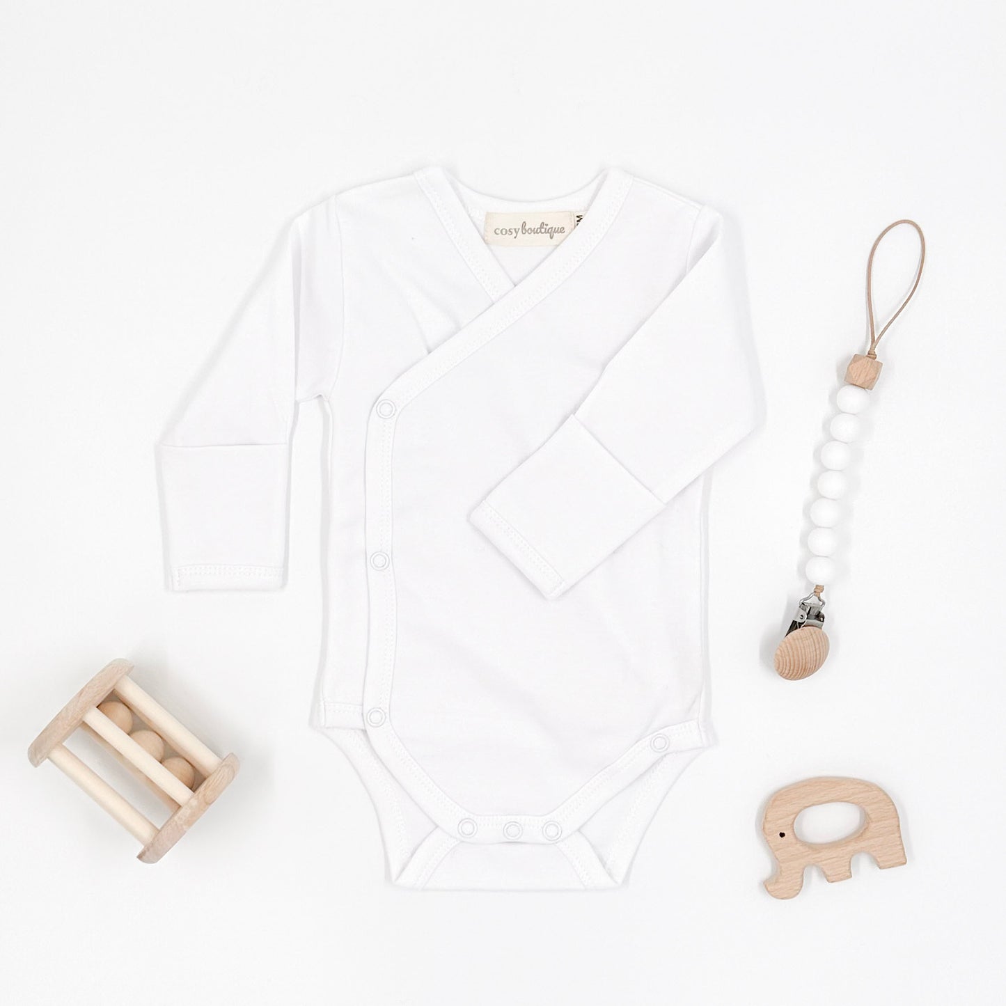 Organic Cotton Kimono Long Sleeve Bodysuit | Baby Bodysuits | Boys & Girls Clothing | Babies, Toddlers & Kids | Cosy Boutique NZ