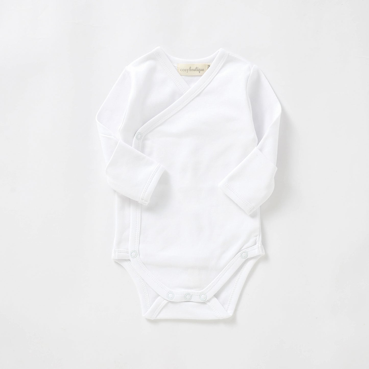 Organic Cotton Kimono Long Sleeve Bodysuit 0-3 Months (000) / Snow | Baby Bodysuits | Boys & Girls Clothing | Babies, Toddlers & Kids | Cosy Boutique NZ