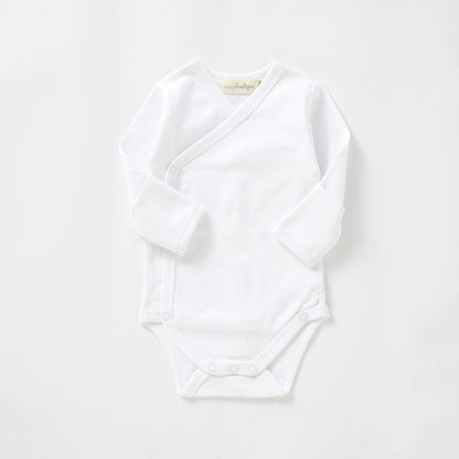 Organic Cotton Kimono Long Sleeve Bodysuit 0-3 Months (000) / Snow | Baby Bodysuits | Boys & Girls Clothing For Babies & Toddlers | Cosy Boutique NZ
