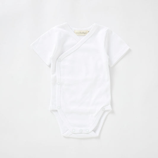 Organic Cotton Kimono Short Sleeve Bodysuit 0-3 Months (000) / Snow | Baby Bodysuits | Boys & Girls Clothing | Babies, Toddlers & Kids | Cosy Boutique NZ