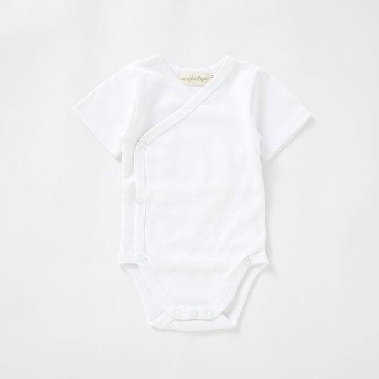 Organic Cotton Kimono Short Sleeve Bodysuit 0-3 Months (000) / Snow | Baby Bodysuits | Boys & Girls Clothing For Babies & Toddlers | Cosy Boutique NZ