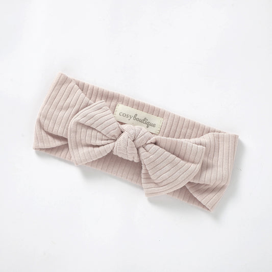 Organic Cotton Rib Bow Headband Newborn (0000) / Blush | Baby Headwear | Boys & Girls Clothing For Babies & Toddlers | Cosy Boutique NZ