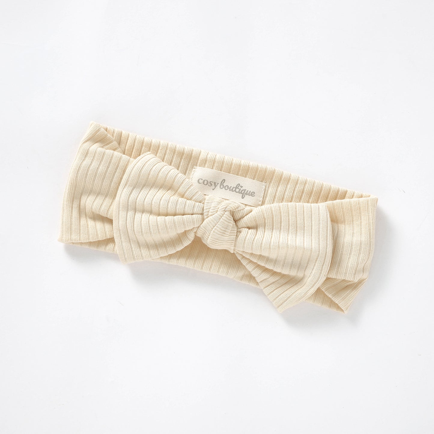 Organic Cotton Rib Bow Headband Newborn (0000) / Buttercream | Baby Headwear | Boys & Girls Clothing | Babies, Toddlers & Kids | Cosy Boutique NZ