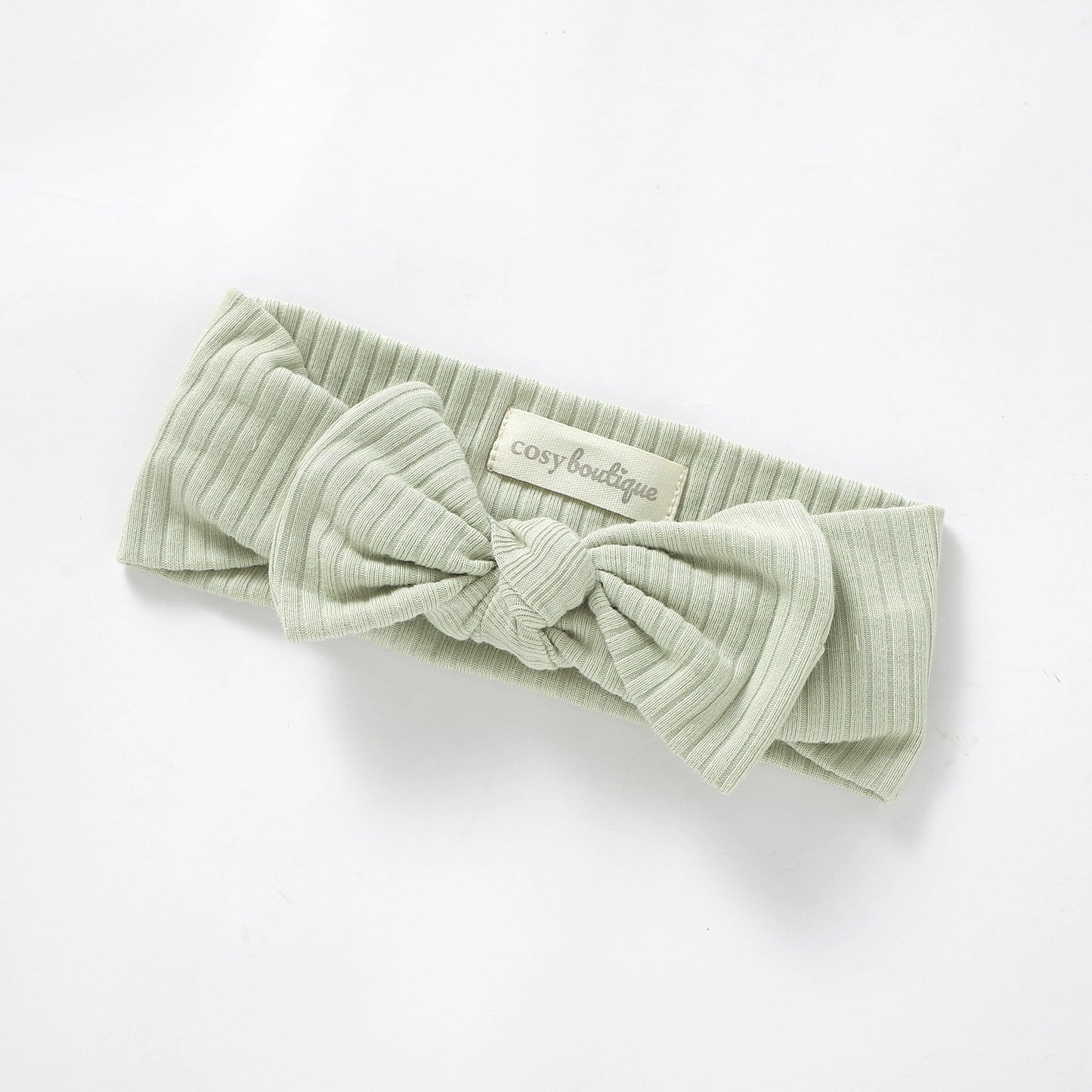 Organic Cotton Rib Bow Headband Newborn (0000) / Pear | Baby Headwear | Boys & Girls Clothing | Babies, Toddlers & Kids | Cosy Boutique NZ