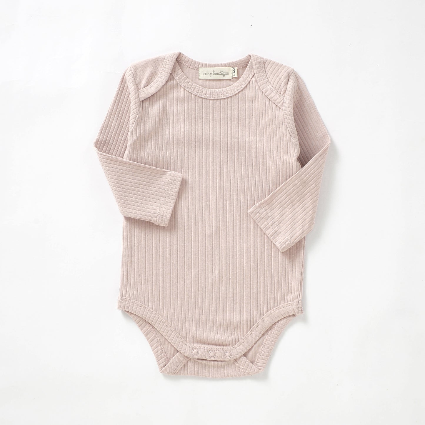 Organic Cotton Rib Long Sleeve Bodysuit 0-3 Months (000) / Blush | Baby Bodysuits | Boys & Girls Clothing | Babies, Toddlers & Kids | Cosy Boutique NZ