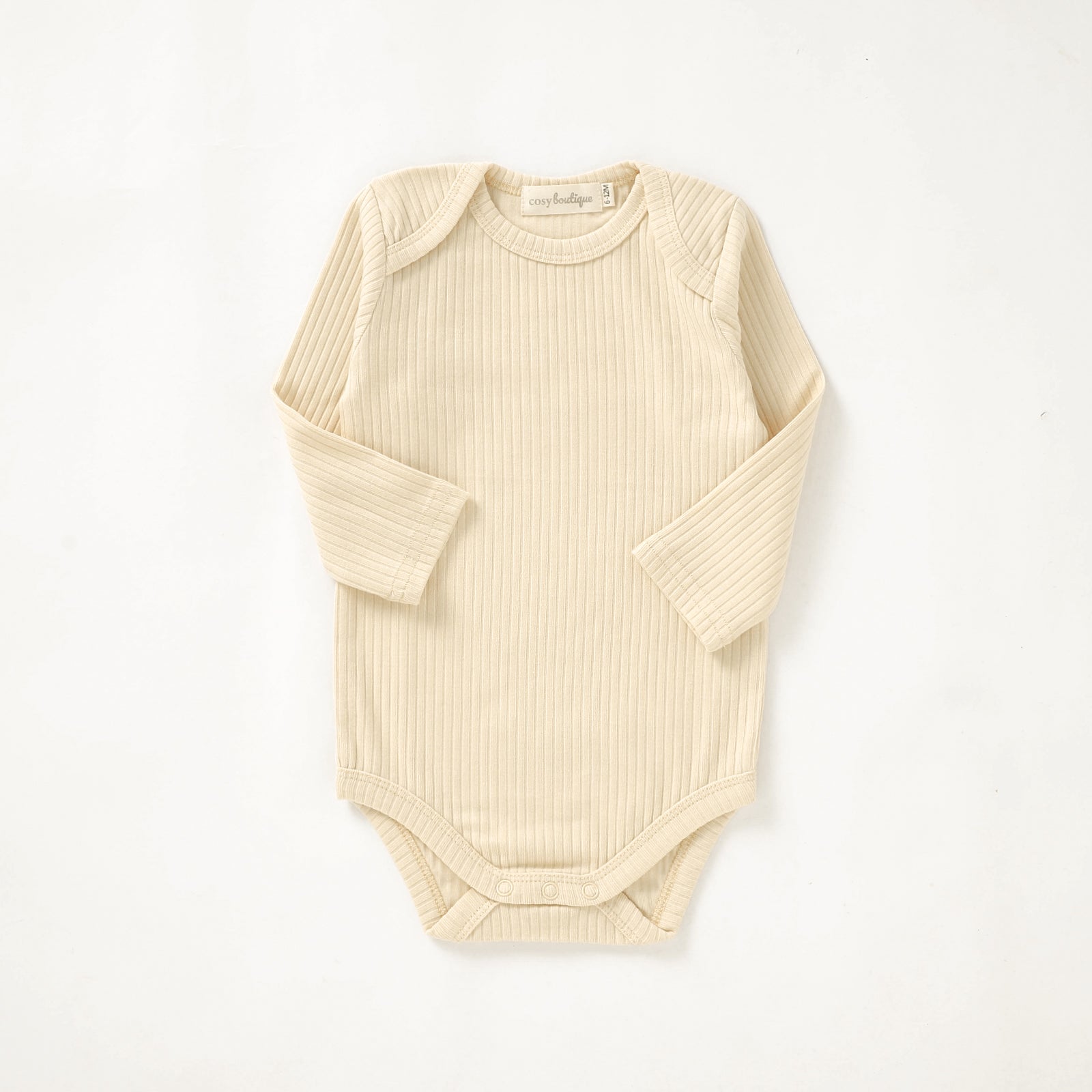 Organic Cotton Rib Long Sleeve Bodysuit 0-3 Months (000) / Buttercream | Baby Bodysuits | Boys & Girls Clothing For Babies & Toddlers | Cosy Boutique NZ