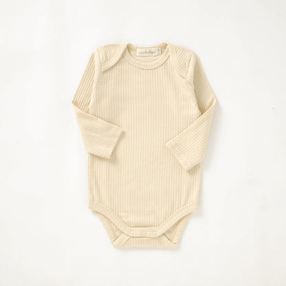 Organic Cotton Rib Long Sleeve Bodysuit 0-3 Months (000) / Buttercream | Baby Bodysuits | Boys & Girls Clothing For Babies & Toddlers | Cosy Boutique NZ