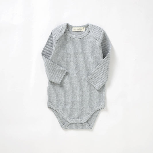 Organic Cotton Rib Long Sleeve Bodysuit 0-3 Months (000) / Dove | Baby Bodysuits | Boys & Girls Clothing For Babies & Toddlers | Cosy Boutique NZ