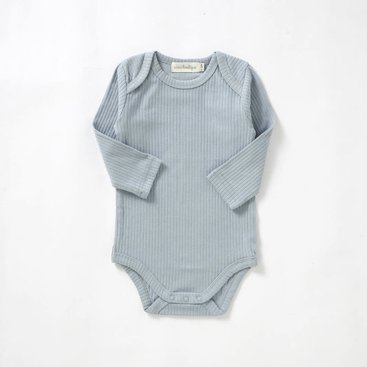 Organic Cotton Rib Long Sleeve Bodysuit 0-3 Months (000) / Duck Egg Blue | Baby Bodysuits | Boys & Girls Clothing For Babies & Toddlers | Cosy Boutique NZ