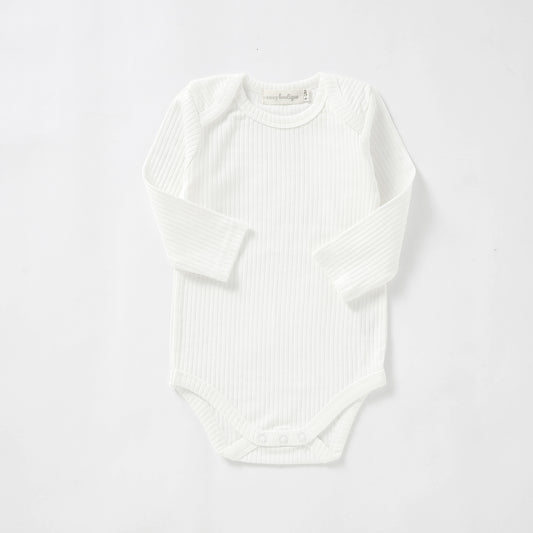Organic Cotton Rib Long Sleeve Bodysuit 0-3 Months (000) / Milk | Baby Bodysuits | Boys & Girls Clothing | Babies, Toddlers & Kids | Cosy Boutique NZ