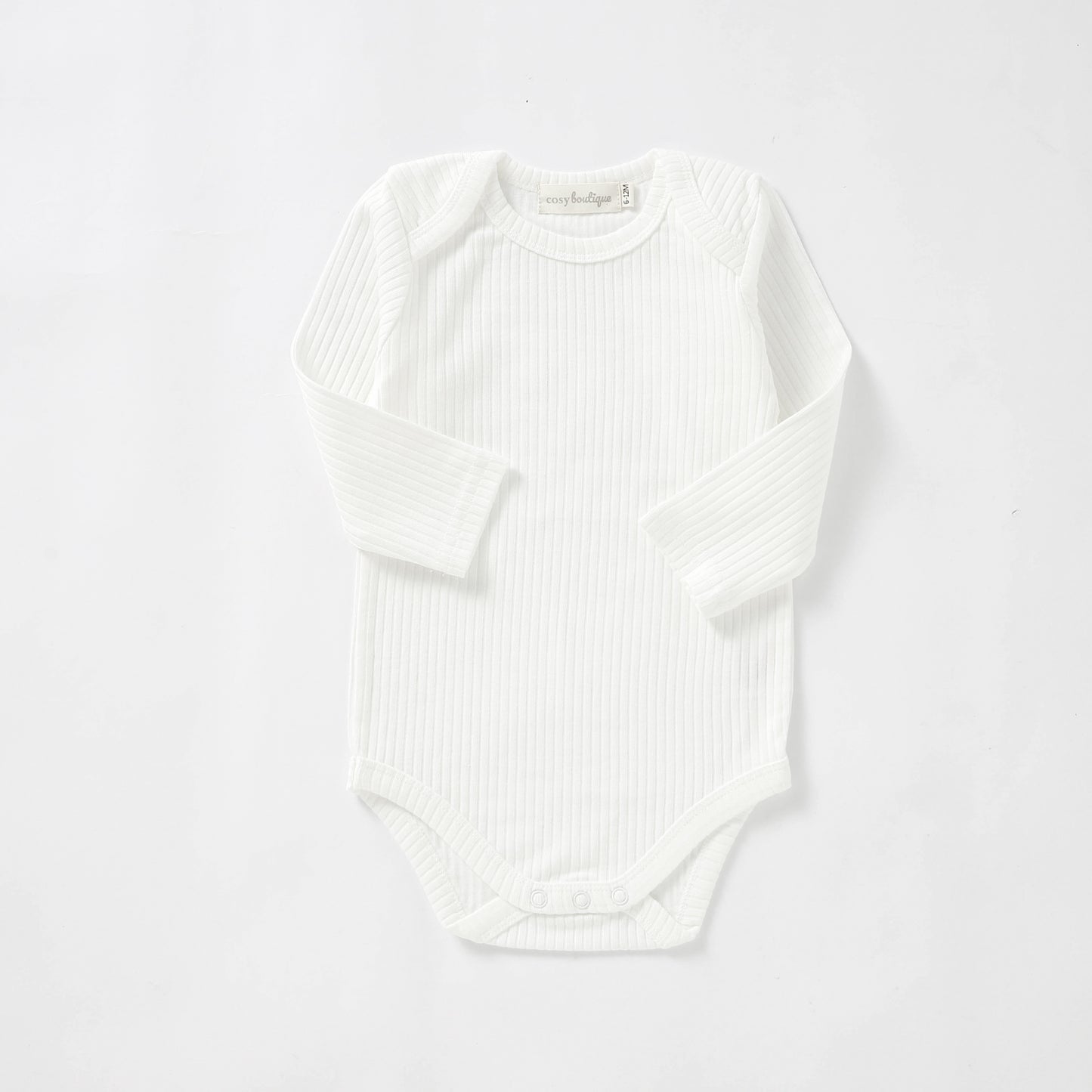Organic Cotton Rib Long Sleeve Bodysuit 0-3 Months (000) / Milk | Baby Bodysuits | Boys & Girls Clothing For Babies & Toddlers | Cosy Boutique NZ