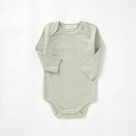 Organic Cotton Rib Long Sleeve Bodysuit 0-3 Months (000) / Pear | Baby Bodysuits | Boys & Girls Clothing | Babies, Toddlers & Kids | Cosy Boutique NZ