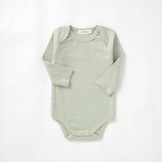 Organic Cotton Rib Long Sleeve Bodysuit 0-3 Months (000) / Pear | Baby Bodysuits | Boys & Girls Clothing For Babies & Toddlers | Cosy Boutique NZ