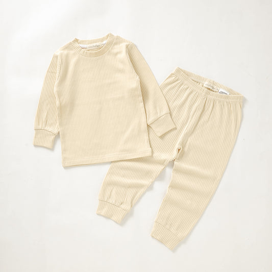 Organic Cotton Rib Long Sleeve PJ Set 0-3 Months (000) / Buttercream | Baby & Toddler Pyjamas | Boys & Girls Clothing | Babies, Toddlers & Kids | Cosy Boutique NZ