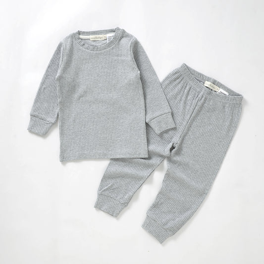Organic Cotton Rib Long Sleeve PJ Set 0-3 Months (000) / Dove | Baby & Toddler Pyjamas | Boys & Girls Clothing | Babies, Toddlers & Kids | Cosy Boutique NZ