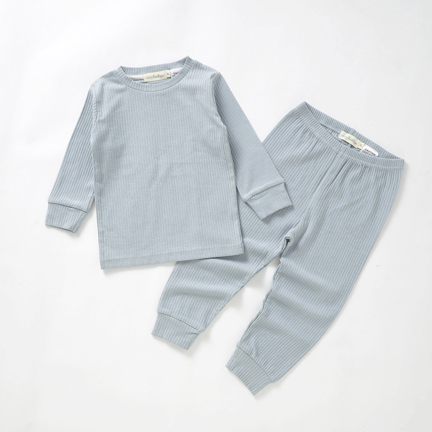 Organic Cotton Rib Long Sleeve PJ Set 0-3 Months (000) / Duck Egg Blue | Baby & Toddler Pyjamas | Boys & Girls Clothing For Babies & Toddlers | Cosy Boutique NZ