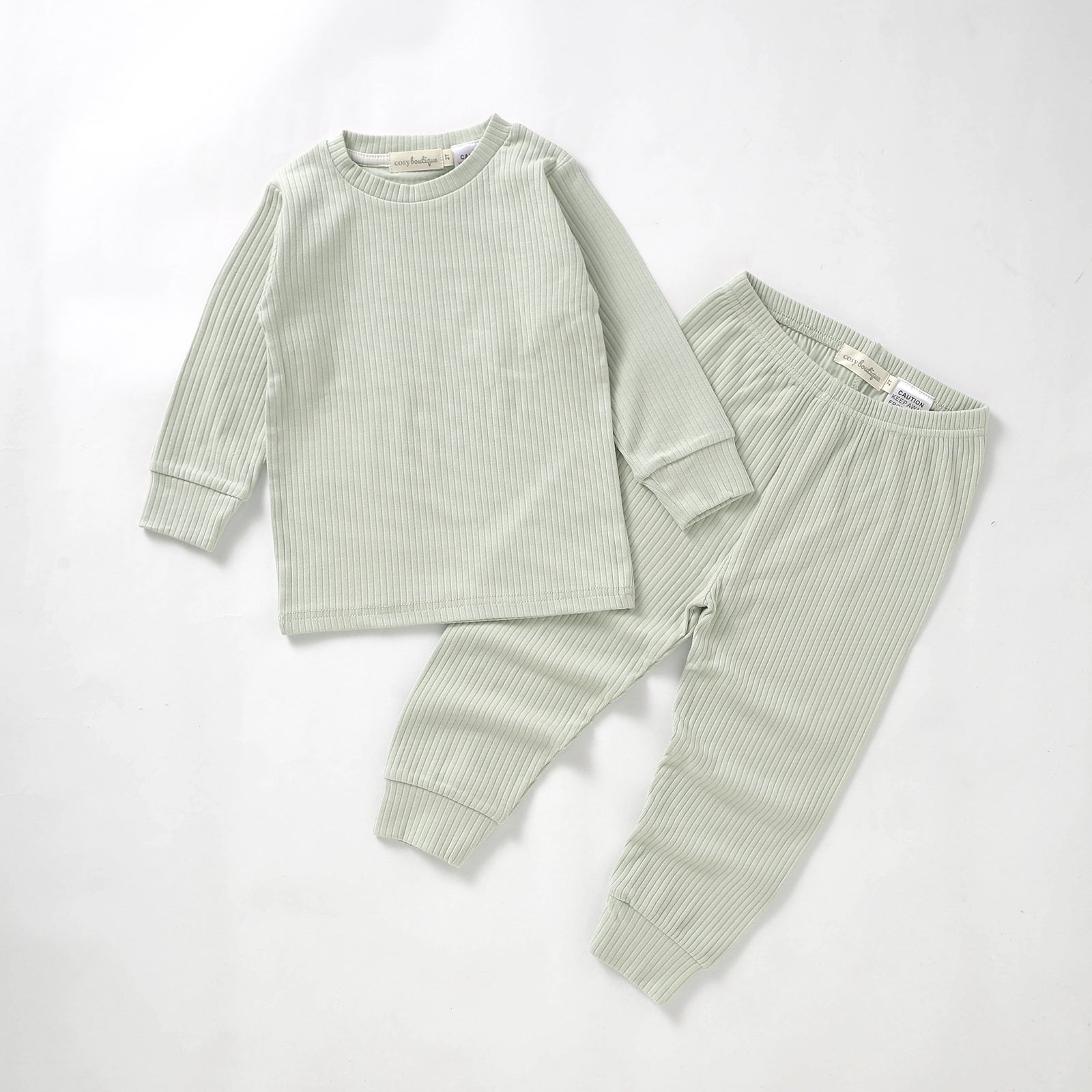 Organic Cotton Rib Long Sleeve PJ Set 0-3 Months (000) / Pear | Baby & Toddler Pyjamas | Boys & Girls Clothing For Babies & Toddlers | Cosy Boutique NZ