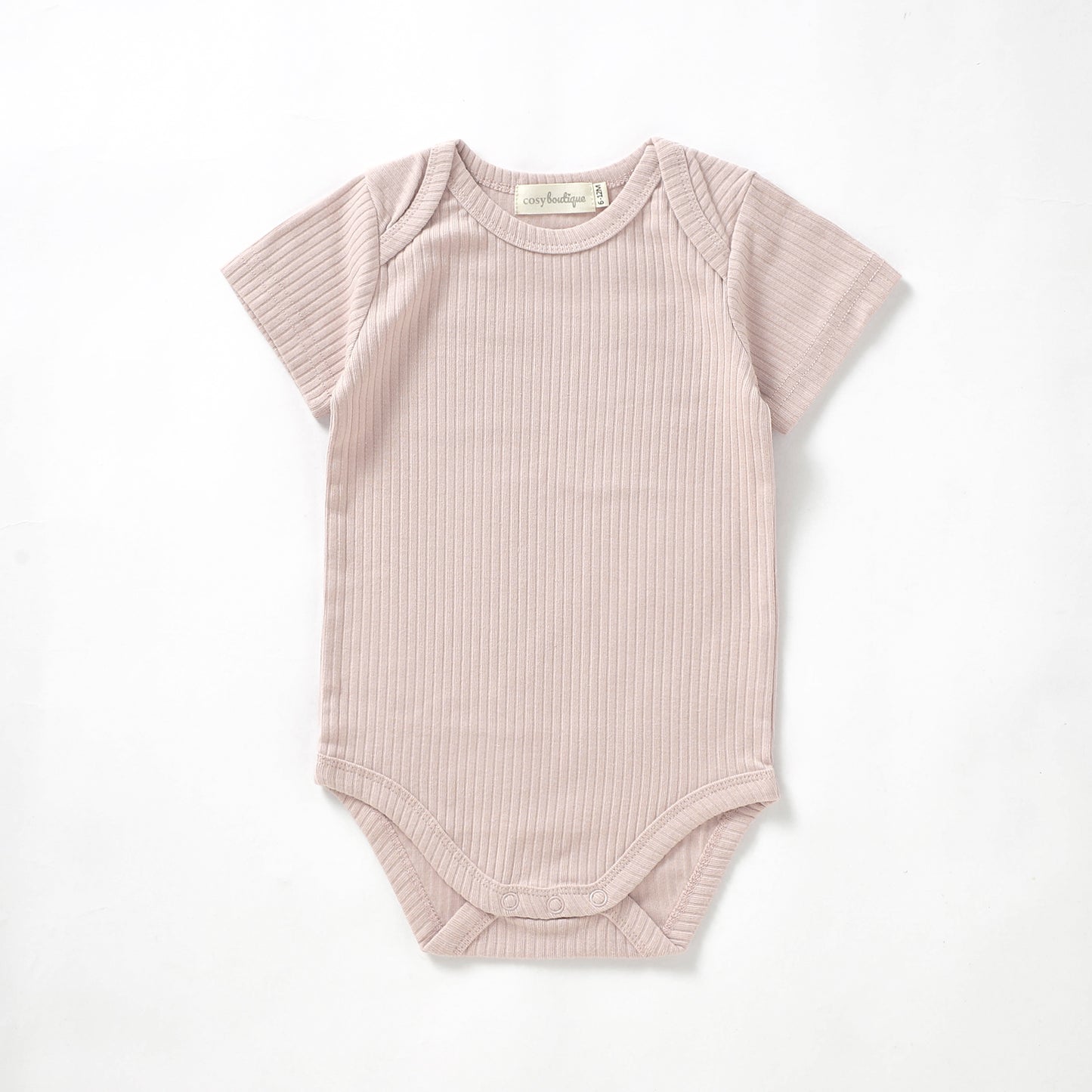 Organic Cotton Rib Short Sleeve Bodysuit 0-3 Months (000) / Blush | Baby Bodysuits | Boys & Girls Clothing | Babies, Toddlers & Kids | Cosy Boutique NZ