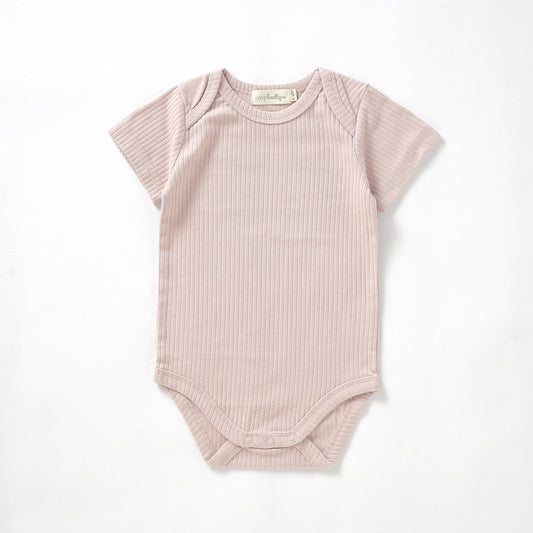 Organic Cotton Rib Short Sleeve Bodysuit 0-3 Months (000) / Blush | Baby Bodysuits | Boys & Girls Clothing | Babies, Toddlers & Kids | Cosy Boutique NZ