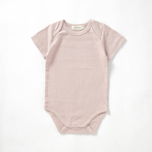 Organic Cotton Rib Short Sleeve Bodysuit 0-3 Months (000) / Blush | Baby Bodysuits | Boys & Girls Clothing For Babies & Toddlers | Cosy Boutique NZ
