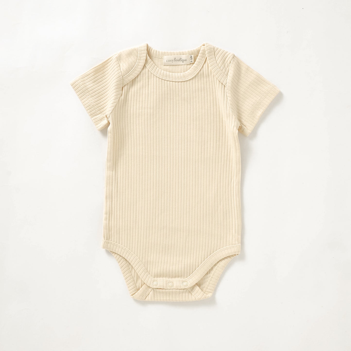 Organic Cotton Rib Short Sleeve Bodysuit 0-3 Months (000) / Buttercream | Baby Bodysuits | Boys & Girls Clothing | Babies, Toddlers & Kids | Cosy Boutique NZ