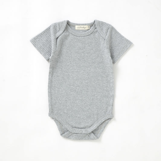 Organic Cotton Rib Short Sleeve Bodysuit 0-3 Months (000) / Dove | Baby Bodysuits | Boys & Girls Clothing For Babies & Toddlers | Cosy Boutique NZ