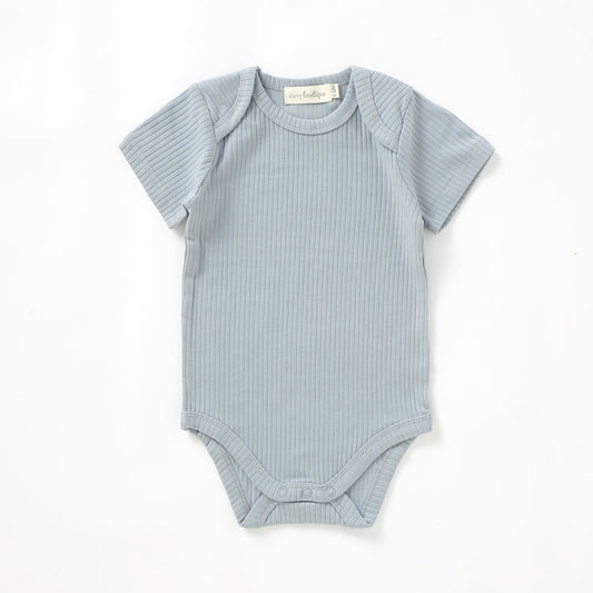 Organic Cotton Rib Short Sleeve Bodysuit 0-3 Months (000) / Duck Egg Blue | Baby Bodysuits | Boys & Girls Clothing For Babies & Toddlers | Cosy Boutique NZ