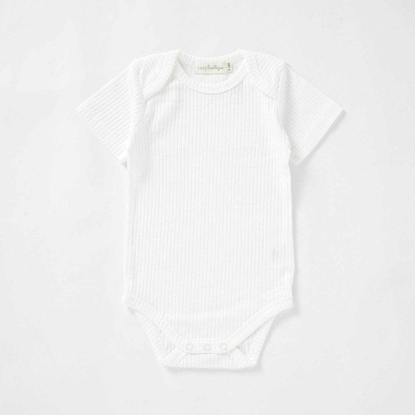 Organic Cotton Rib Short Sleeve Bodysuit 0-3 Months (000) / Milk | Baby Bodysuits | Boys & Girls Clothing | Babies, Toddlers & Kids | Cosy Boutique NZ