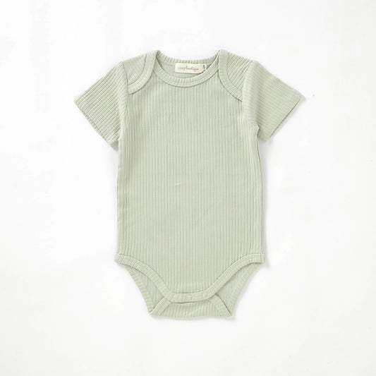 Organic Cotton Rib Short Sleeve Bodysuit 0-3 Months (000) / Pear | Baby Bodysuits | Boys & Girls Clothing For Babies & Toddlers | Cosy Boutique NZ