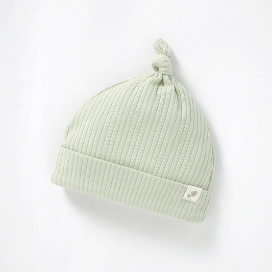Organic Cotton Rib Tie Knot Beanie Newborn (0000) / Pear | Baby Headwear | Boys & Girls Clothing | Babies, Toddlers & Kids | Cosy Boutique NZ