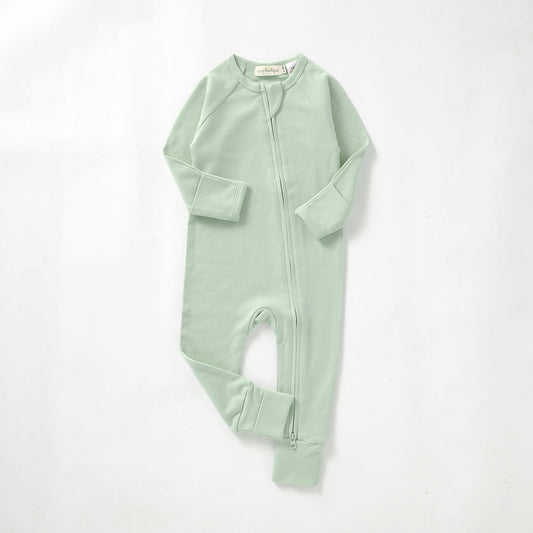 Organic Cotton Zip Front Onesie Newborn (0000) / Feijoa | Baby Onesies | Boys & Girls Clothing For Babies & Toddlers | Cosy Boutique NZ