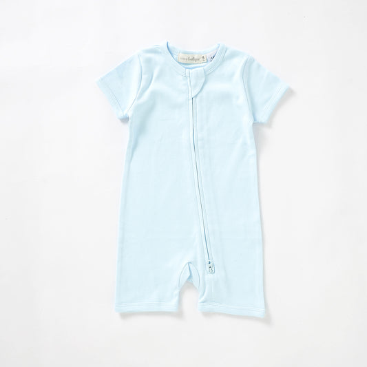 Organic Cotton Zip Front Short Sleeve Romper 0-3 Months (000) / Blueberry | Baby Rompers | Boys & Girls Clothing | Babies, Toddlers & Kids | Cosy Boutique NZ