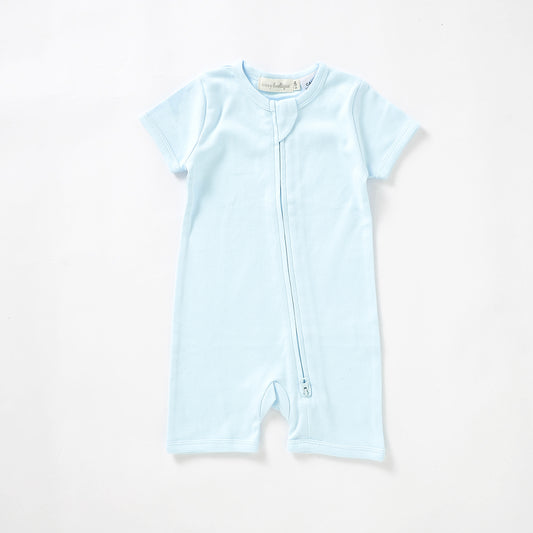 Organic Cotton Zip Front Short Sleeve Romper 0-3 Months (000) / Blueberry | Baby Rompers | Boys & Girls Clothing For Babies & Toddlers | Cosy Boutique NZ