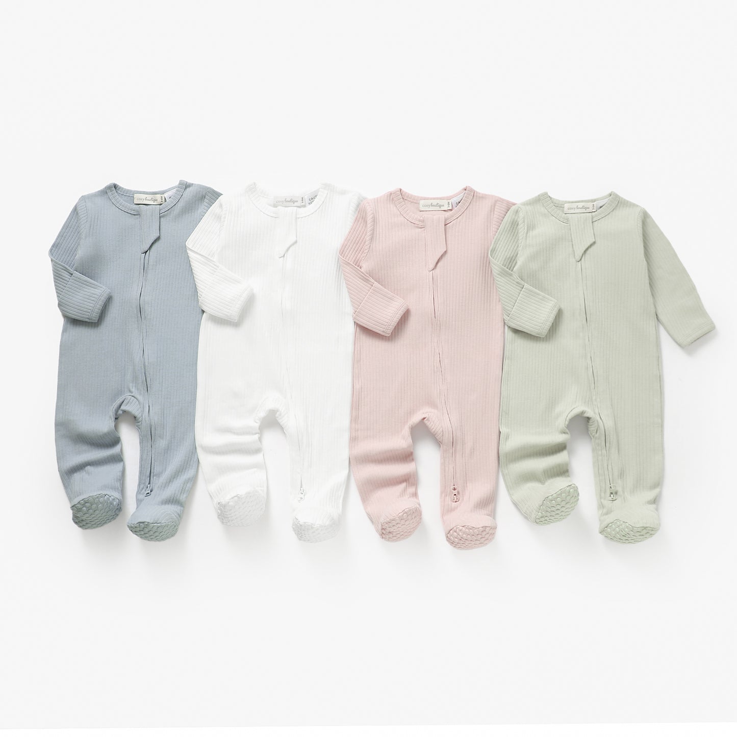 Organic Cotton Rib Zip Growsuit Onesie - Cosy Boutique