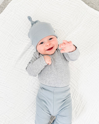 Organic Cotton Rib Tie Knot Beanie | Baby Headwear | Boys & Girls Clothing | Babies, Toddlers & Kids | Cosy Boutique NZ