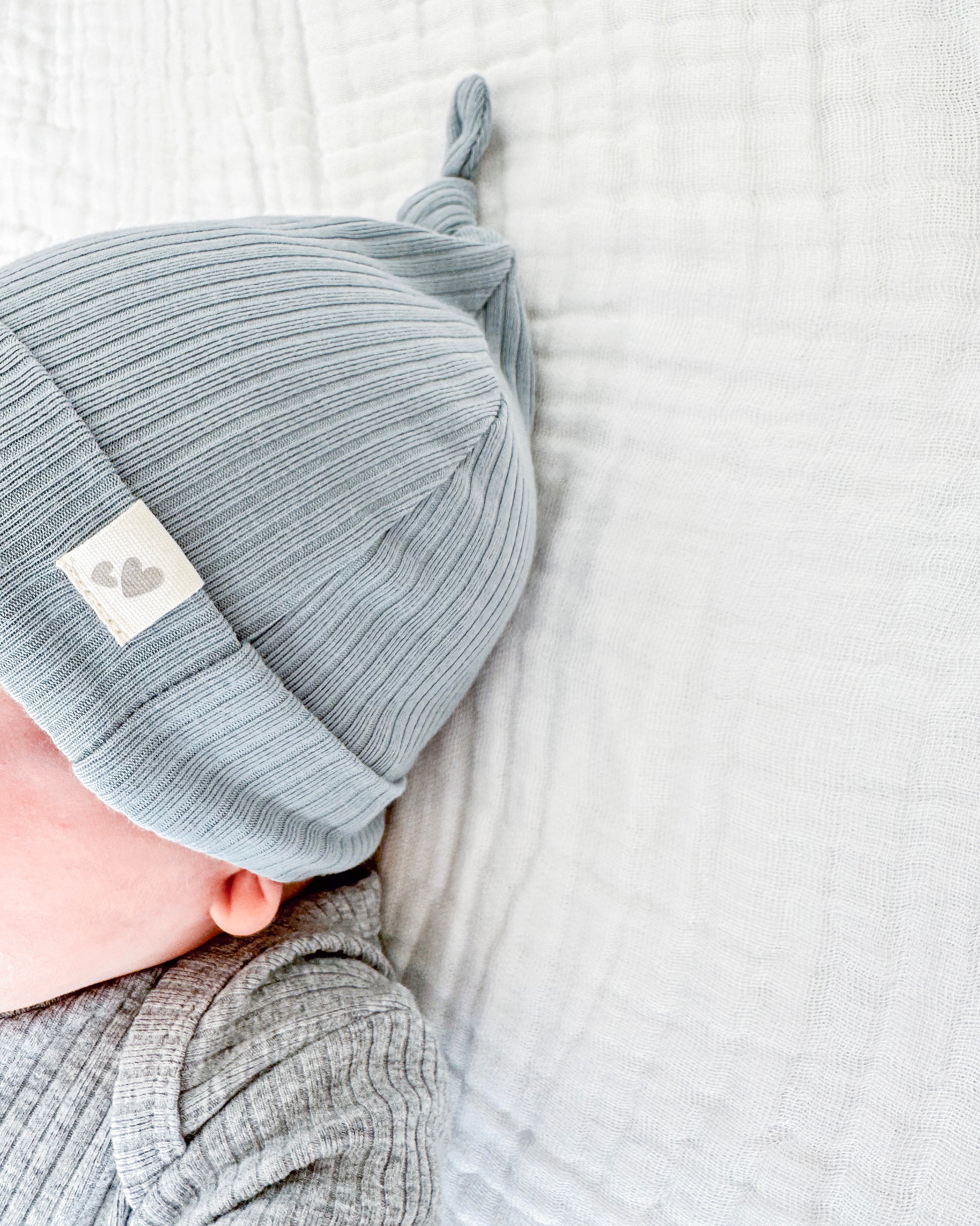 Organic Cotton Rib Tie Knot Beanie | Baby Headwear | Boys & Girls Clothing | Babies, Toddlers & Kids | Cosy Boutique NZ