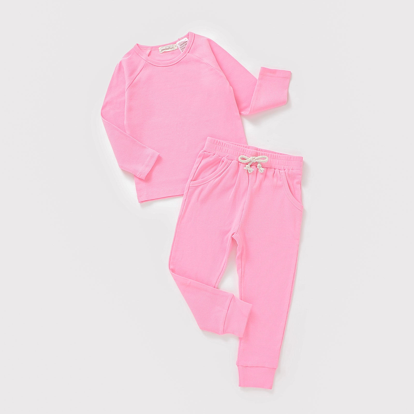 Organic Cotton Fine Rib Lounge PJ Set Camellia / 0-3 Months (000) | Baby & Toddler Pyjamas | Boys & Girls Clothing | Babies, Toddlers & Kids | Cosy Boutique NZ