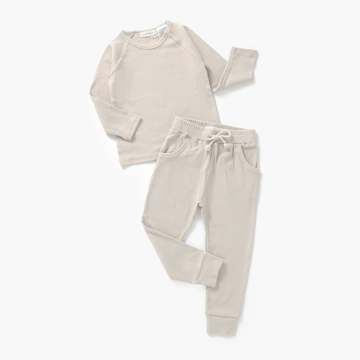 Organic Cotton Fine Rib Lounge PJ Set Toetoe / 0-3 Months (000) | Baby & Toddler Pyjamas | Boys & Girls Clothing | Babies, Toddlers & Kids | Cosy Boutique NZ