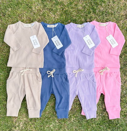 Organic Cotton Fine Rib Lounge PJ Set | Baby & Toddler Pyjamas | Boys & Girls Clothing | Babies, Toddlers & Kids | Cosy Boutique NZ