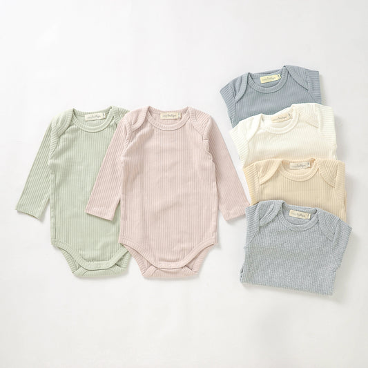 Organic Cotton Rib Long Sleeve Bodysuit | Baby Bodysuits | Cosy Boutique NZ