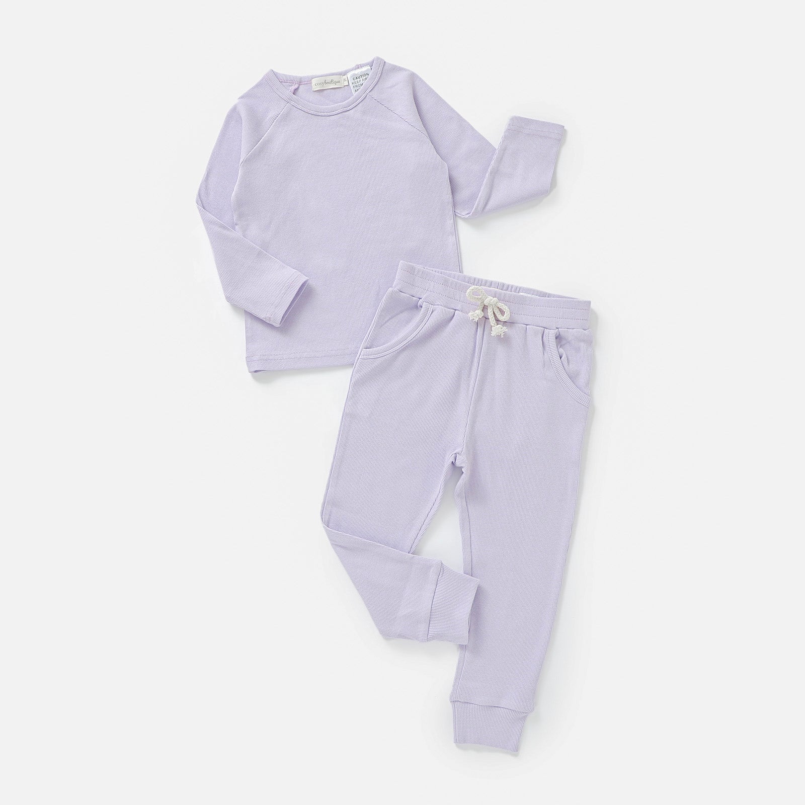 Organic Cotton Fine Rib Lounge PJ Set Lavender / 0-3 Months (000) | Baby & Toddler Pyjamas | Boys & Girls Clothing | Babies, Toddlers & Kids | Cosy Boutique NZ