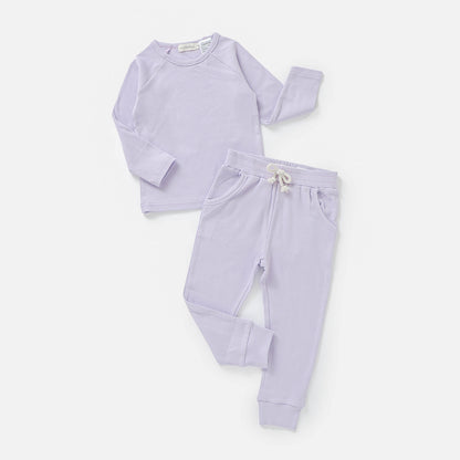 Organic Cotton Fine Rib Lounge PJ Set Lavender / 0-3 Months (000) | Baby & Toddler Pyjamas | Boys & Girls Clothing | Babies, Toddlers & Kids | Cosy Boutique NZ