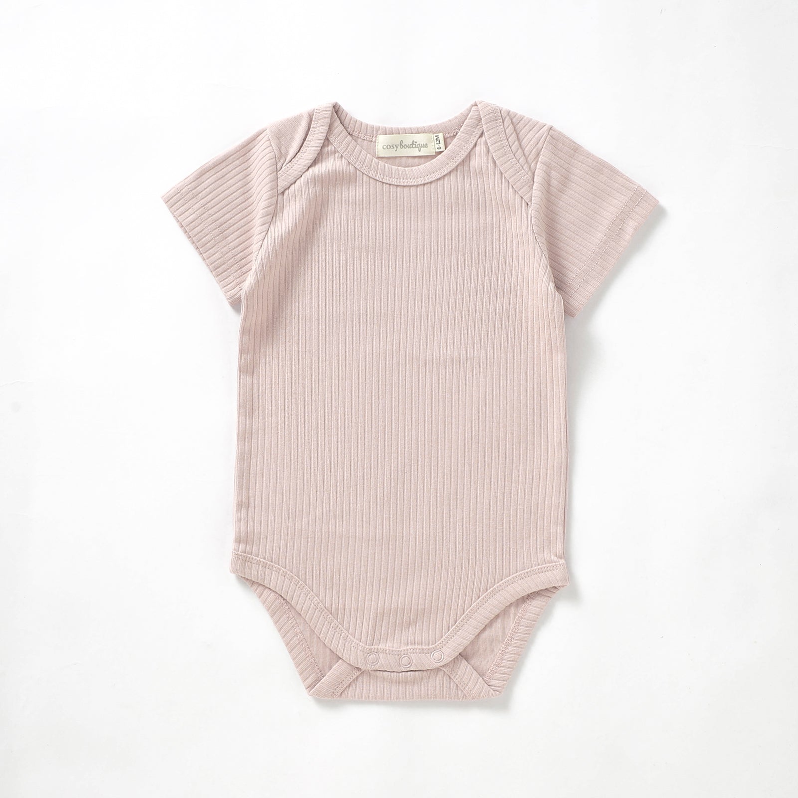 Organic Cotton Rib Short Sleeve Bodysuit 0-3 Months (000) / Blush | Baby Bodysuits | Boys & Girls Clothing | Babies, Toddlers & Kids | Cosy Boutique NZ