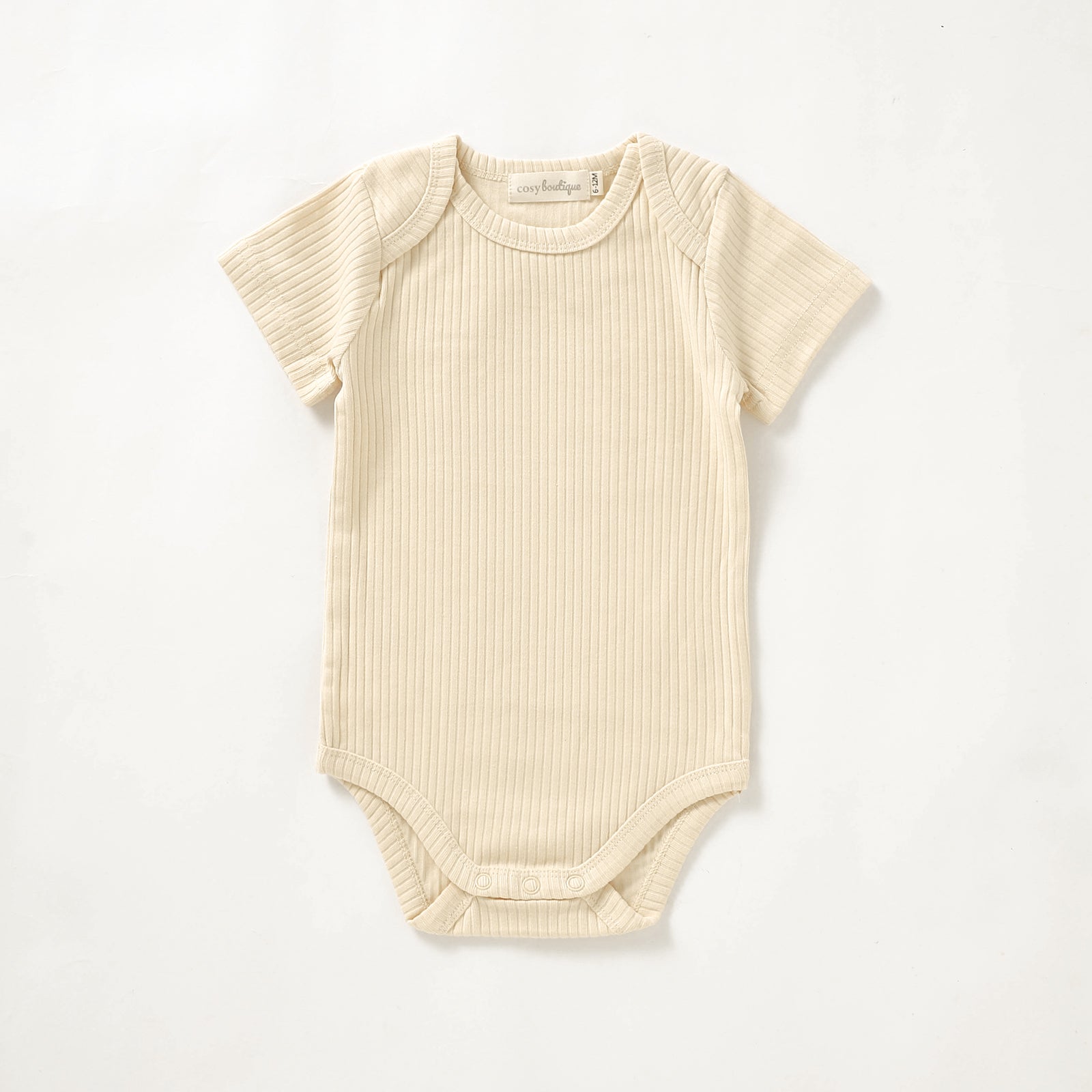 Organic Cotton Rib Short Sleeve Bodysuit 0-3 Months (000) / Buttercream | Baby Bodysuits | Boys & Girls Clothing | Babies, Toddlers & Kids | Cosy Boutique NZ